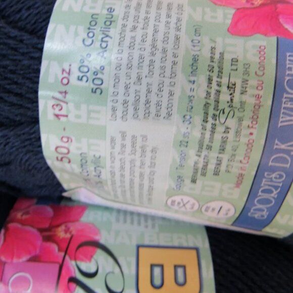 Lot 10 sks Bernat Yarn Club Classic Cotton Blend NEW, Navy & Dark Violet - Picture 4 of 4